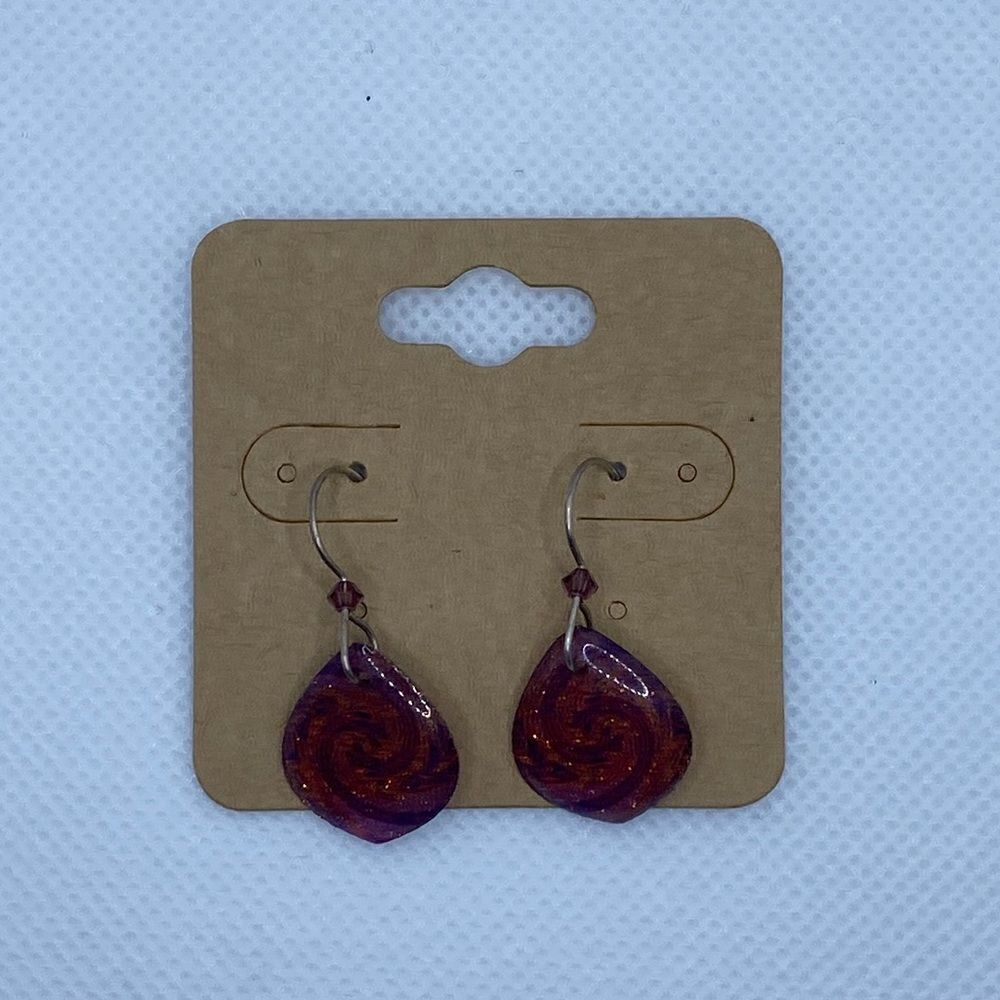 💛 Pink & Purple Sparkling Swirl Earrings - Picture 2 of 2